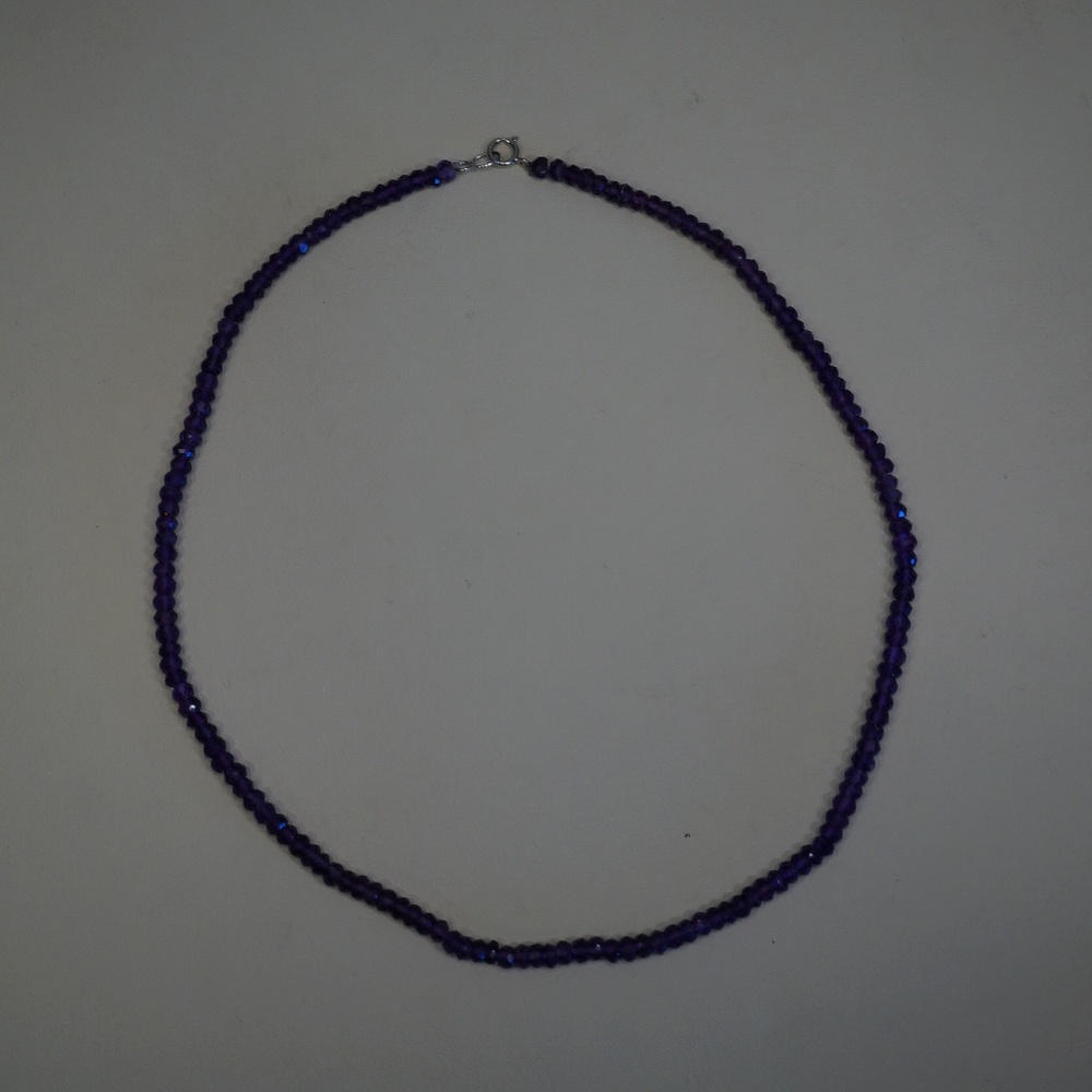 16" 4mm Rondelle Cut Genuine Amethyst Necklace